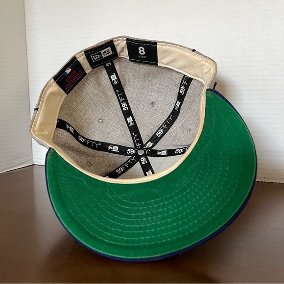 NEW ERA LOS ANGELES DODGERS MENS GREY HEATHER PATCH 59FIFTY FITTED HAT sz 8 - Picture 6 of 7